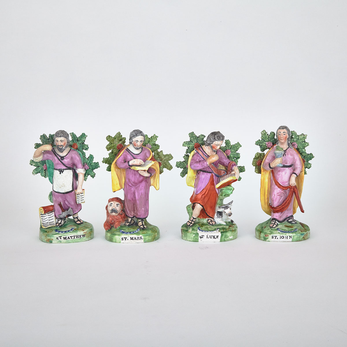 Set of Four Staffordshire Pearlware Figures of Evangelists, c.1820