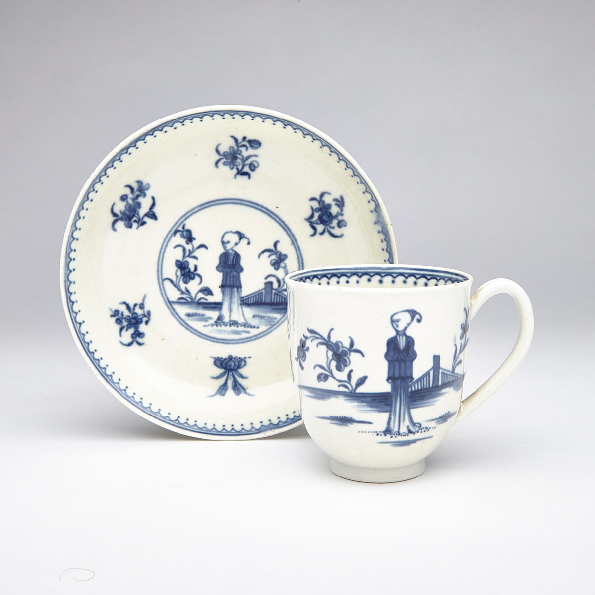 Worcester ‘Waiting Chinaman’ Coffee Cup and Saucer, c.1770-75