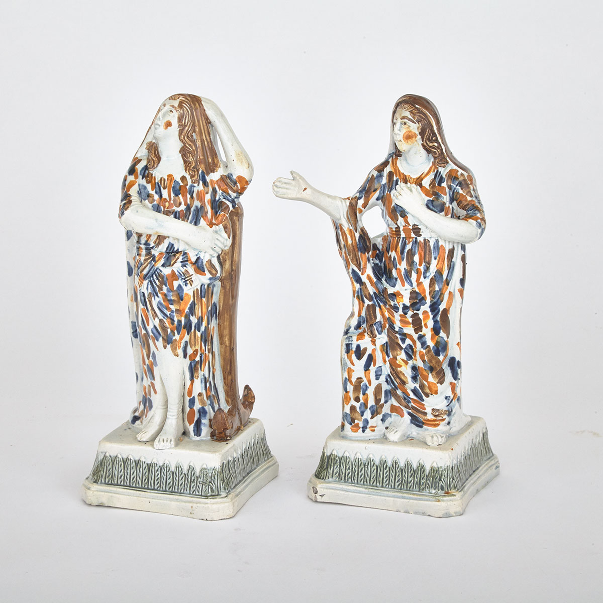 Pair of Pearlware Figures of Faith and Hope, c.1800