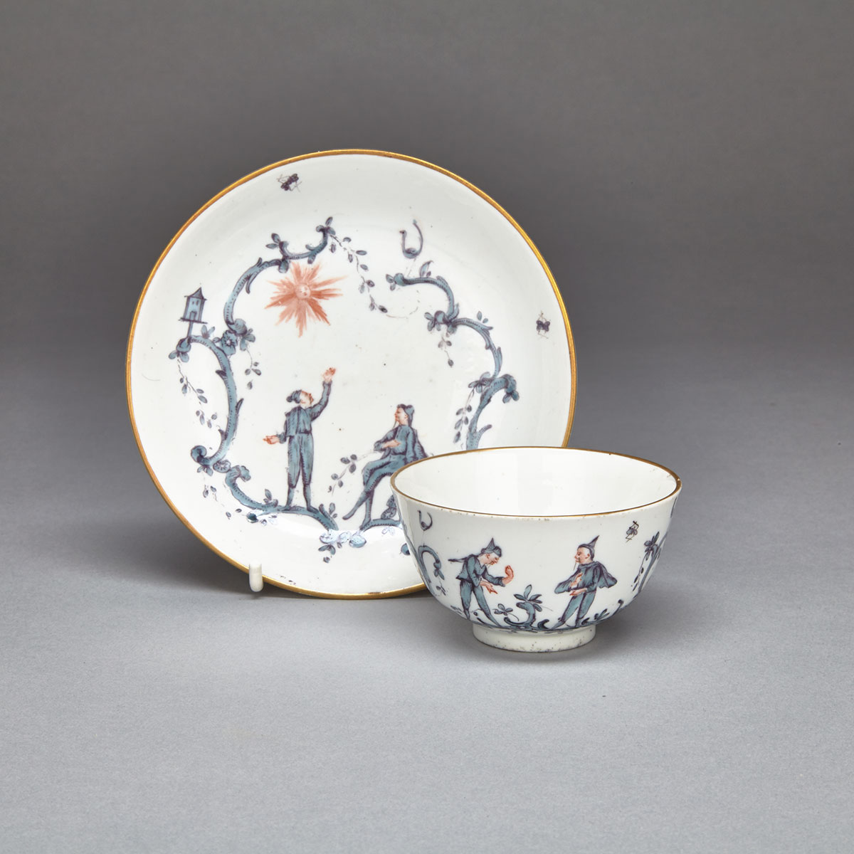 Venice (Cozzi) Chinoiserie Tea Bowl and Saucer, c.1770