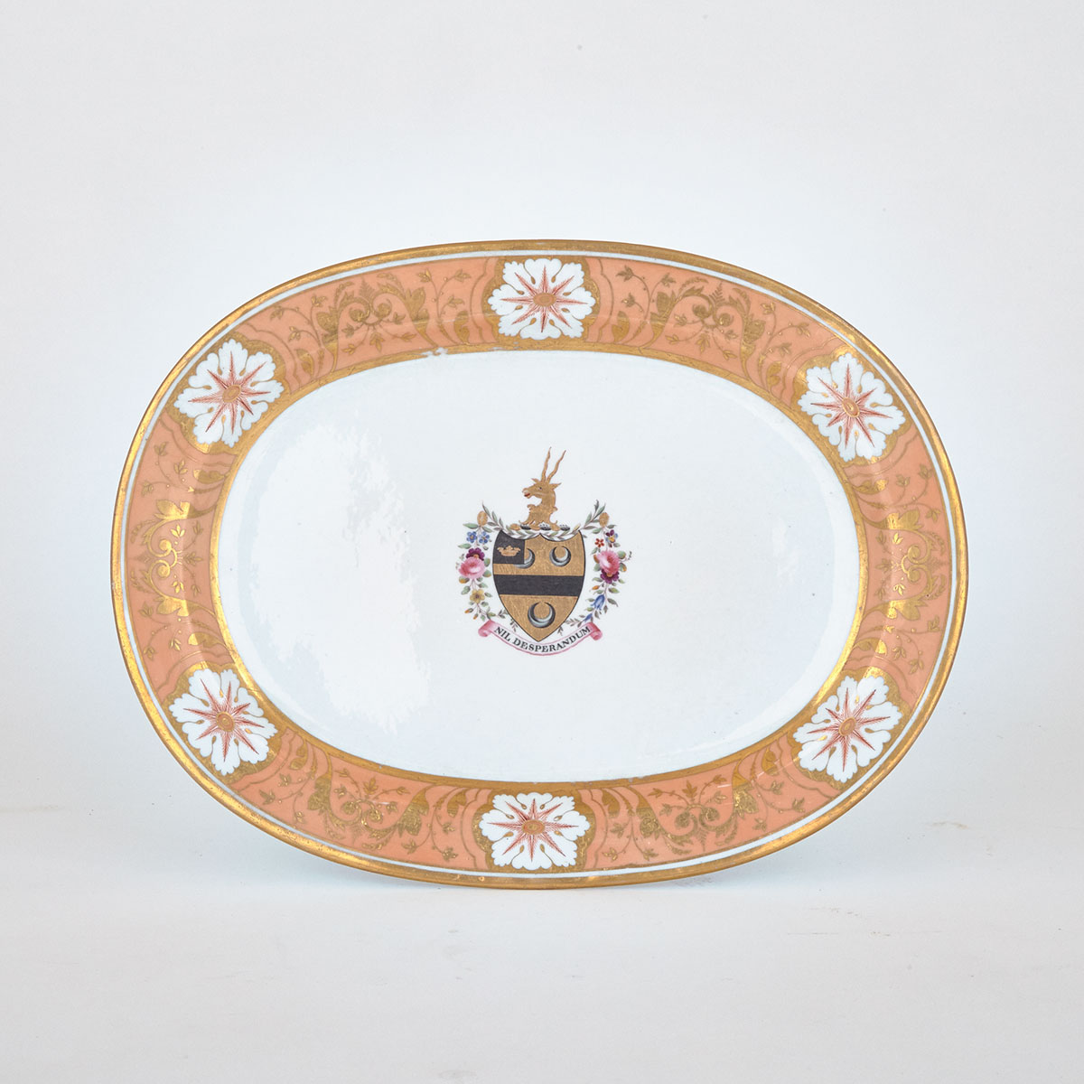 Chamberlains Worcester Armorial Oval Platter, c.1816-20