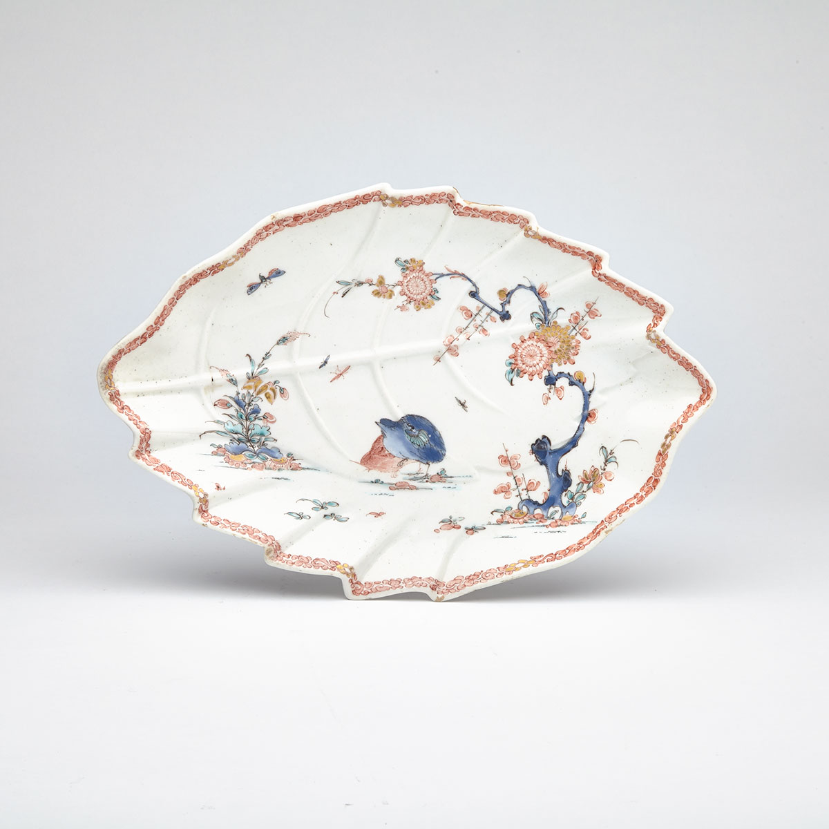 Bow Kakiemon ‘Two Quail’ Pattern Leaf Dish, c.1760
