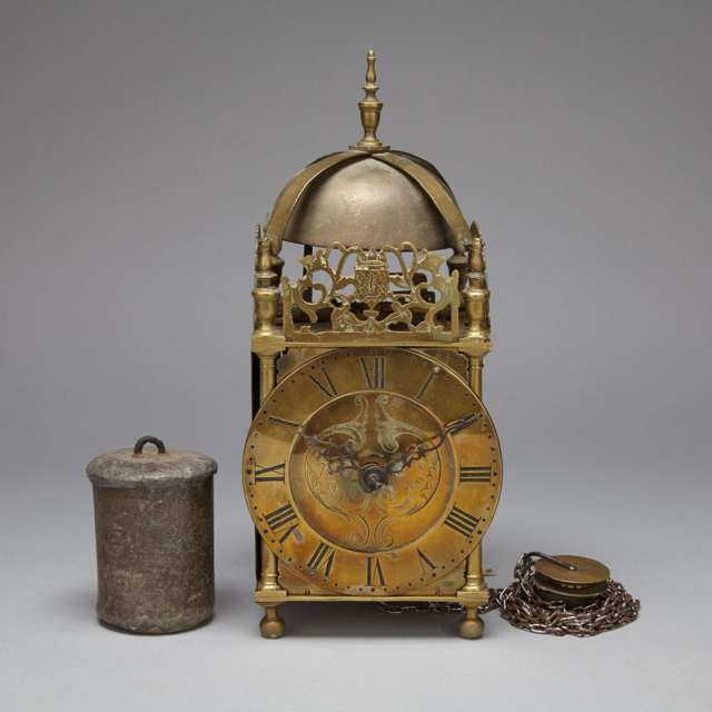 English 17th Century Style Brass Lantern Clock, 19th/20th century