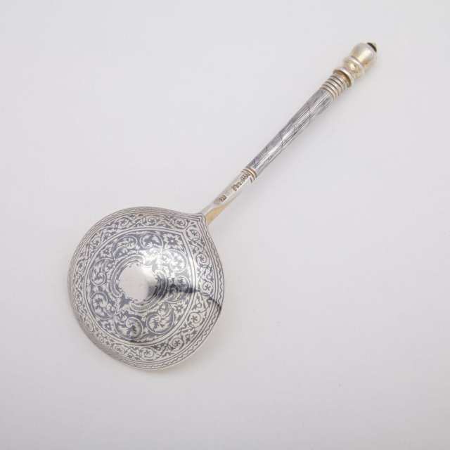 Russian Nielloed Silver Spoon, Moscow, 1862