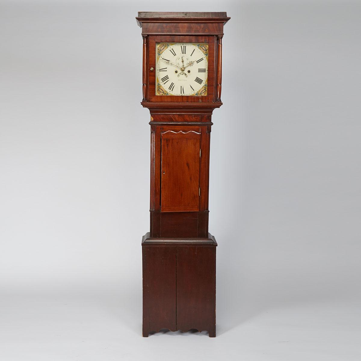 English Mahogany Tall Case Clock, Patton, 19th century