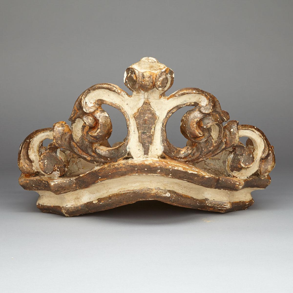Continental Carved, Painted and Parcel Gilt Bed Canopy Corona, late 18th or early 19th century