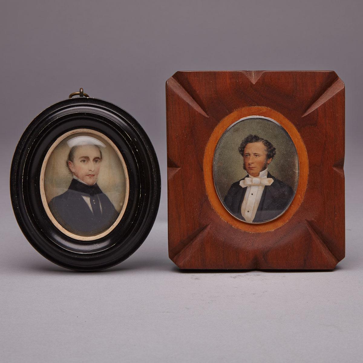 Two British School Portrait Miniatures on Ivory, 19th century