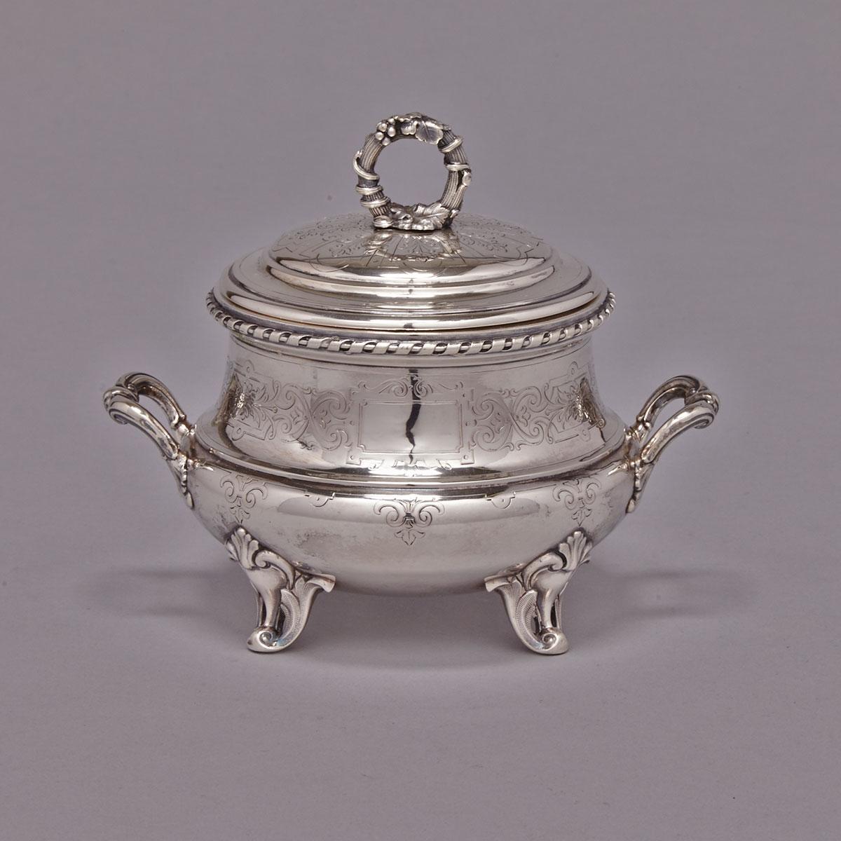 Continental Silver Covered Sugar Basin, probably German, late 19th century
