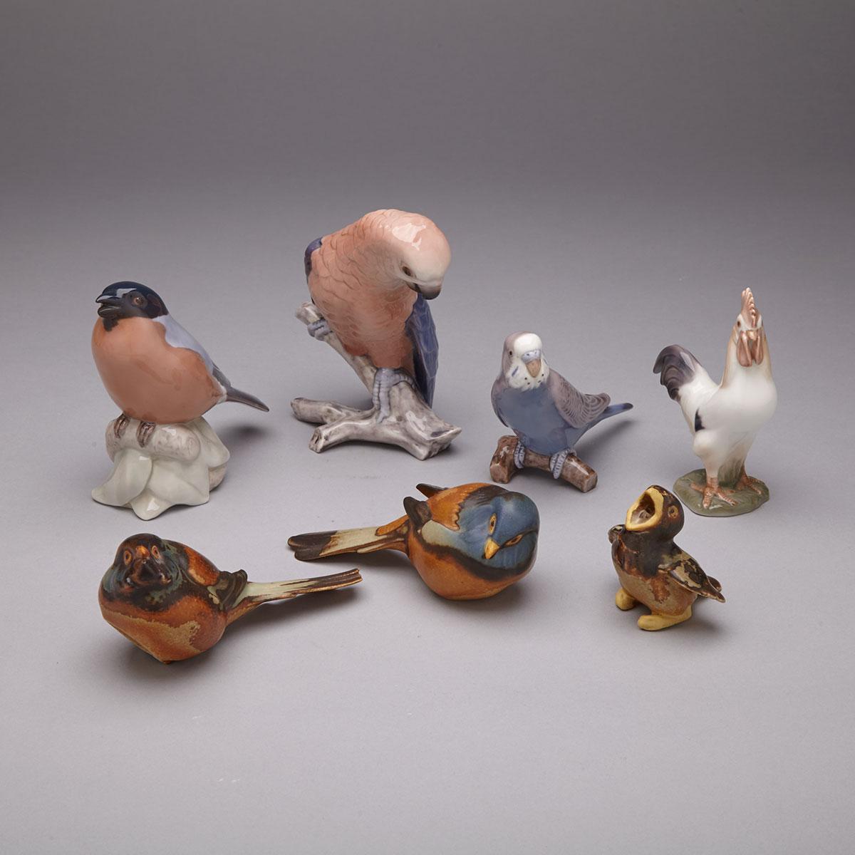 Seven Various Bing & Grøndahl Bird Figurines, 20th century