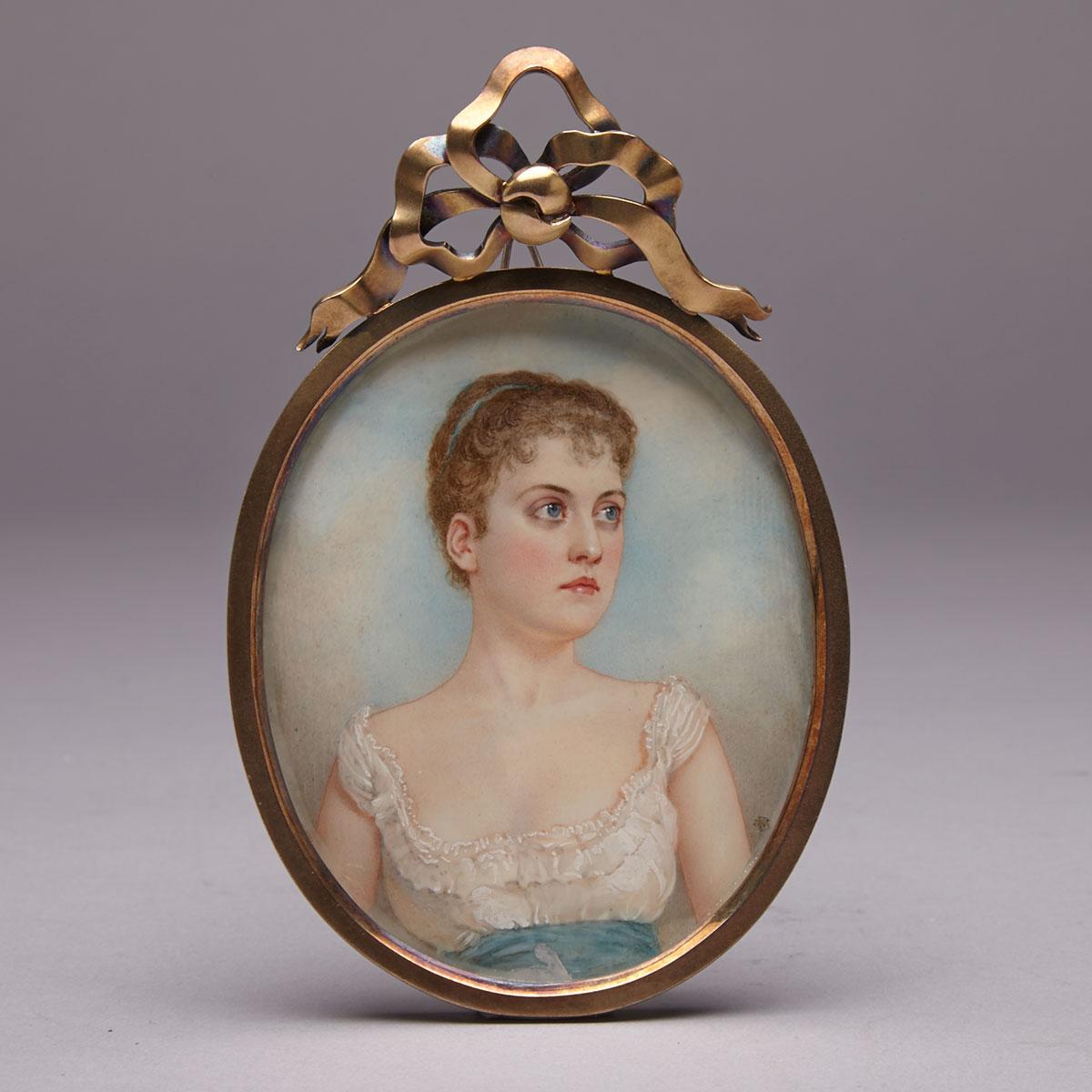 British School Portrait Miniature of Lady Jean Graham Molesworth, c.1880