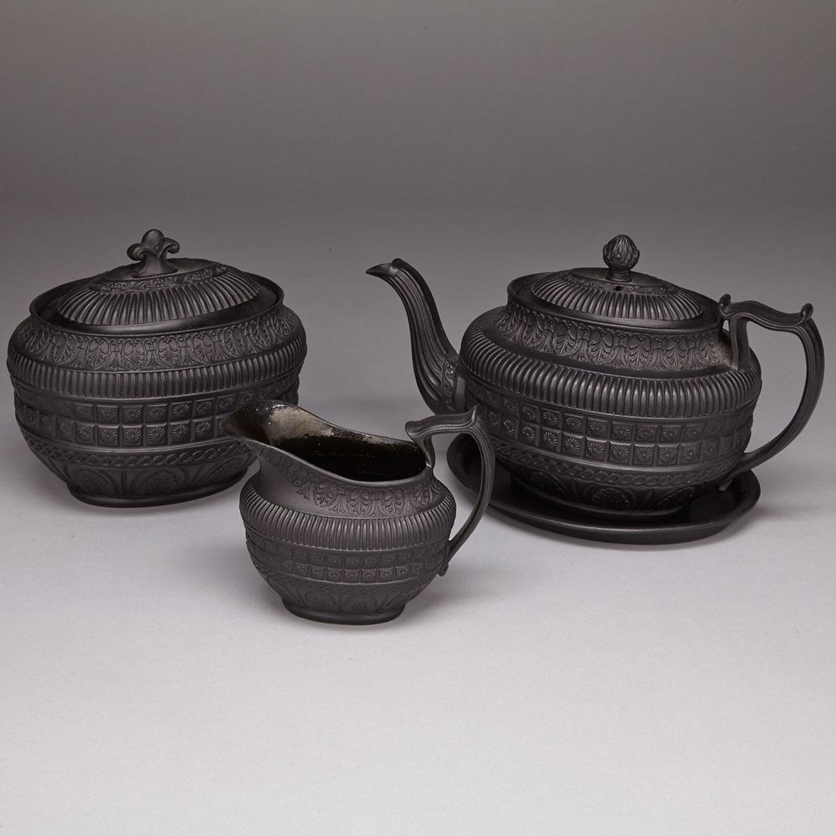 Don Pottery Black Basalt Tea Service, c.1825