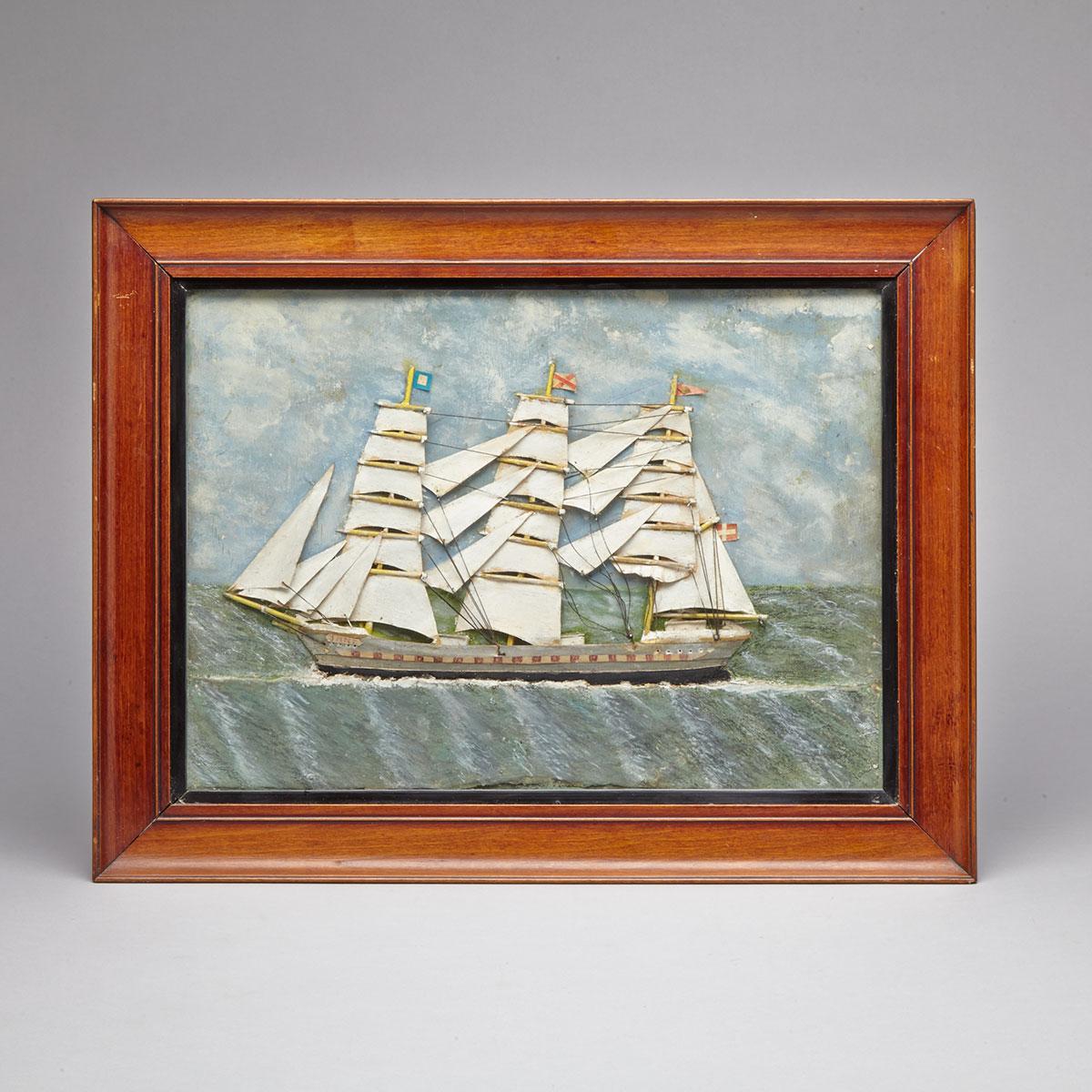 East Coast Shallow Diorama of a Frigate, early-mid 20th century