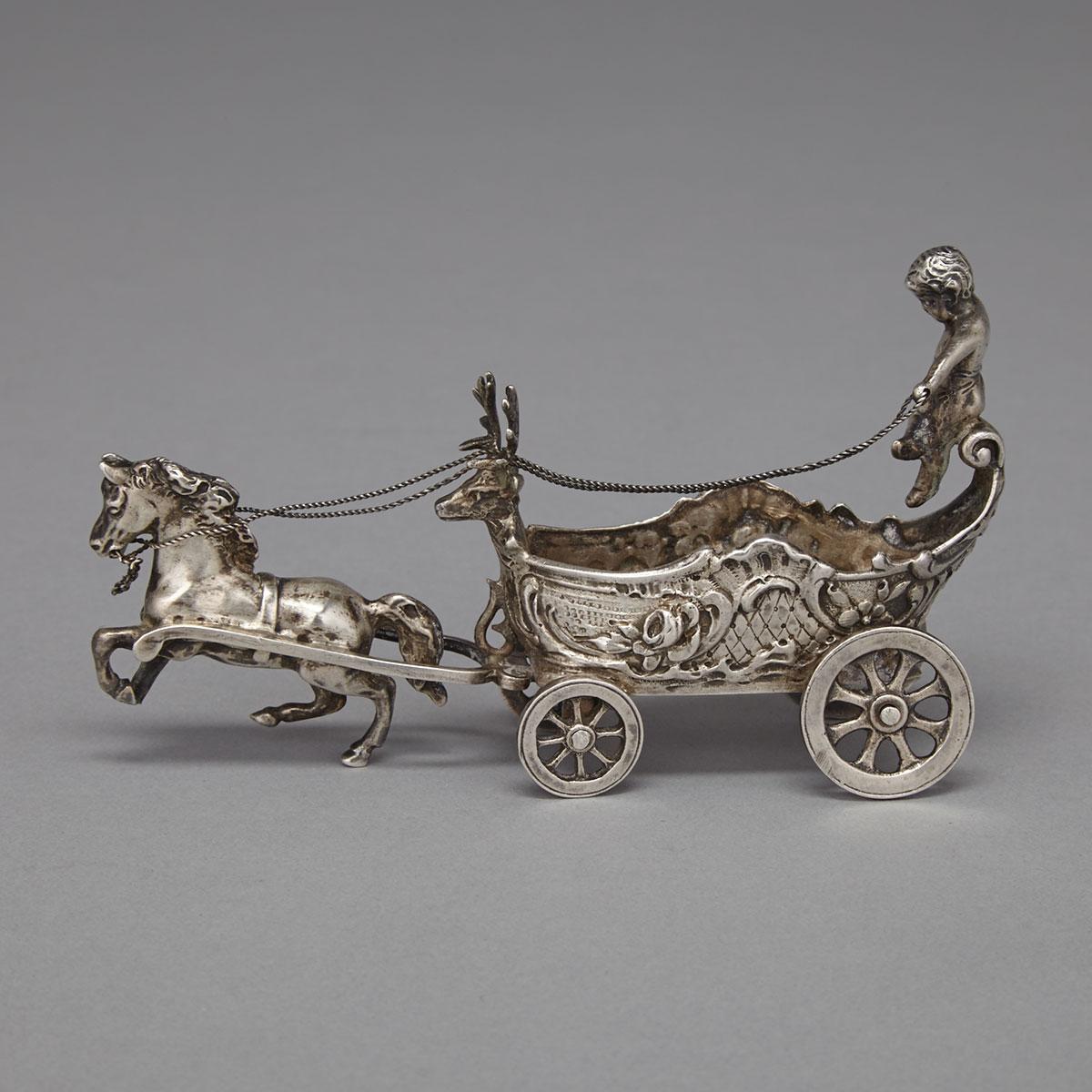 German Silver Miniature Carriage, probably Hanau, early 20th century