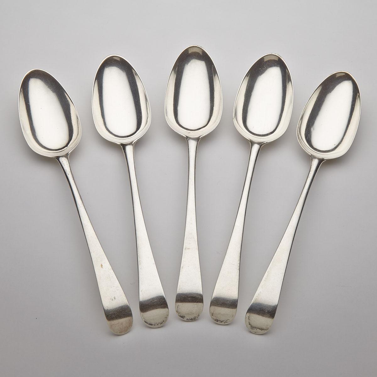 Five George III Silver Old English Pattern Table Spoons, Hester Bateman, London, 1774