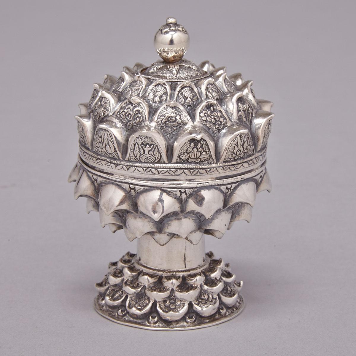 Continental Silver Covered Spice Box, 19th century