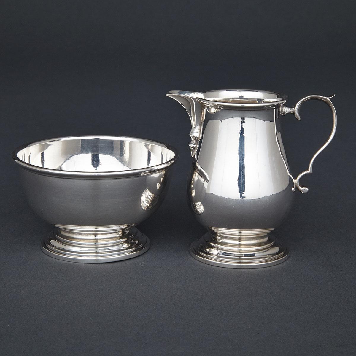 Canadian Silver Small Cream Jug and Sugar Bowl, Henry Birks & Sons, Montreal, Que., 1947