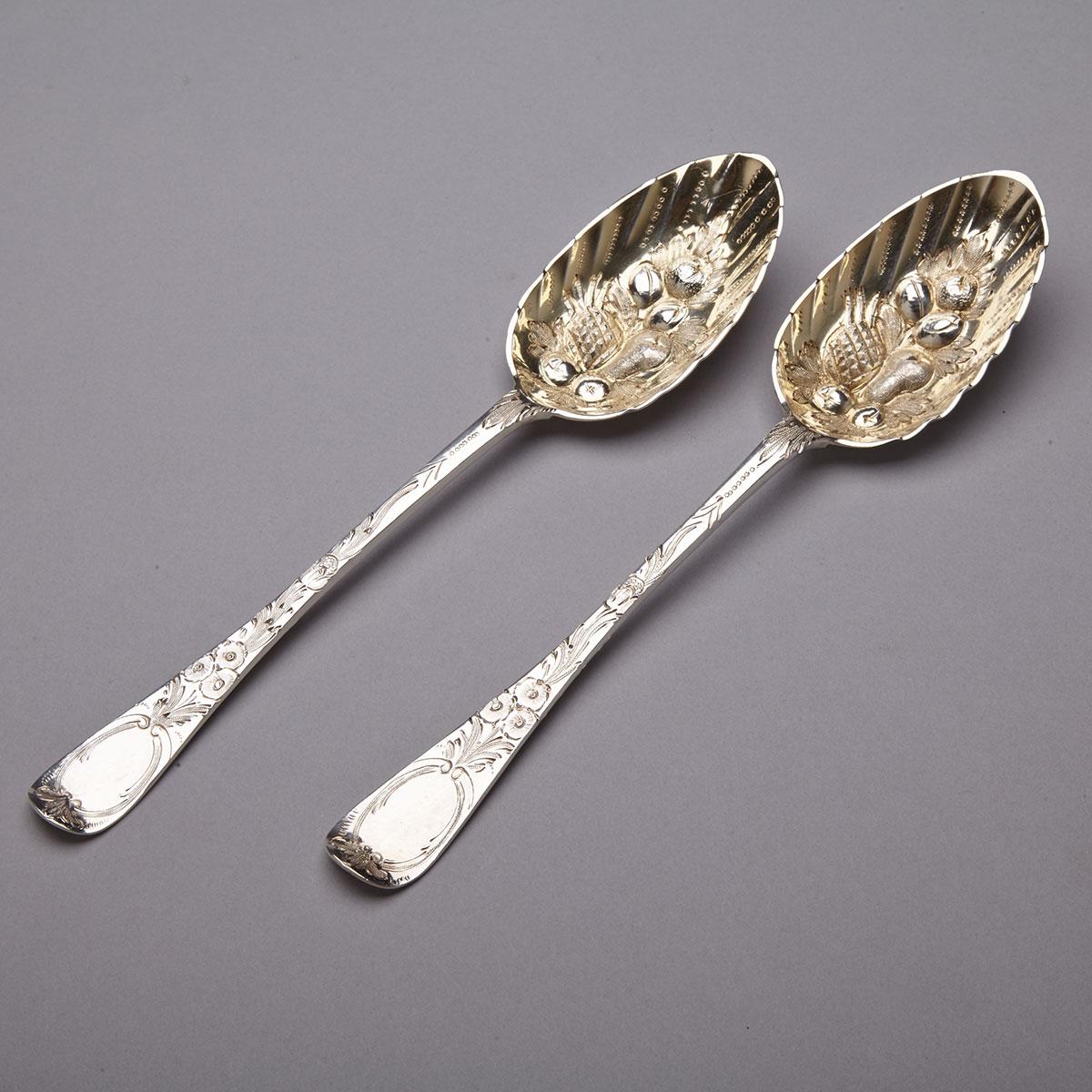 Pair of Victorian Silver Berry Spoons, George Adams, London, 1843