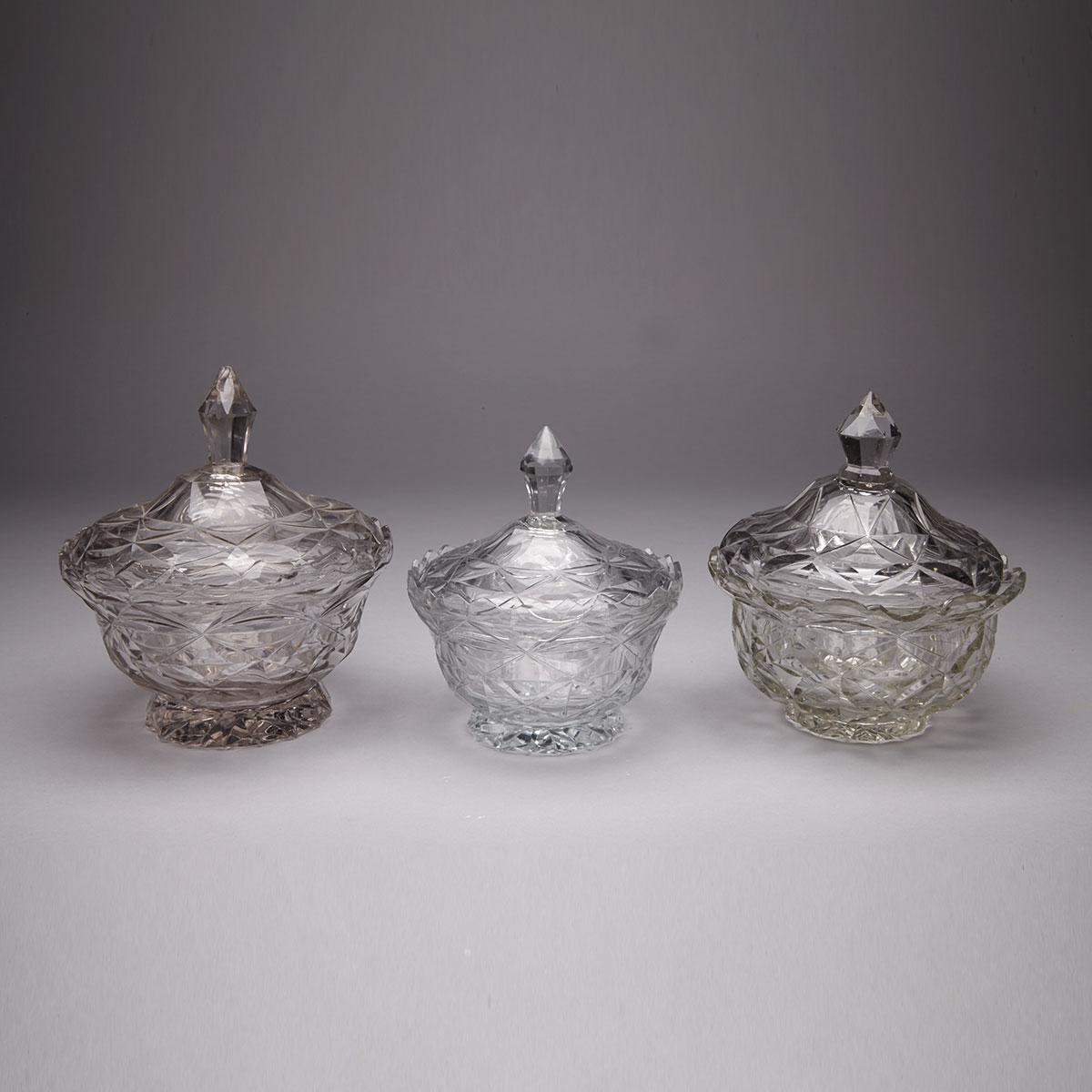 Three Anglo-Irish Cut Glass Covered Tureens, c.1800