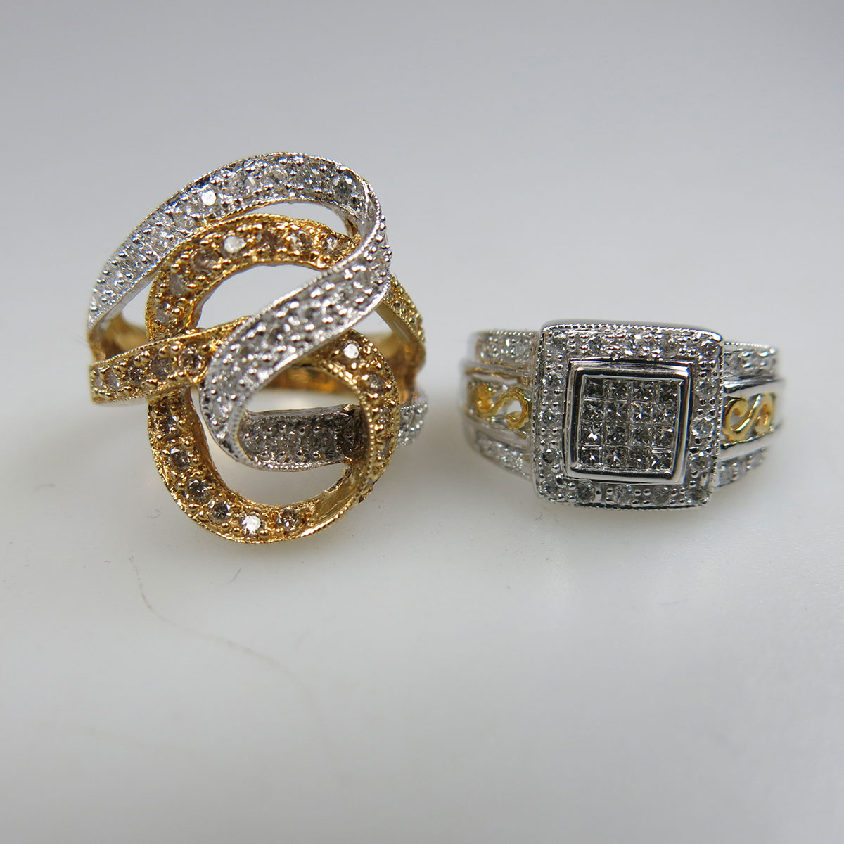 2 x 14k Yellow And White Gold Rings