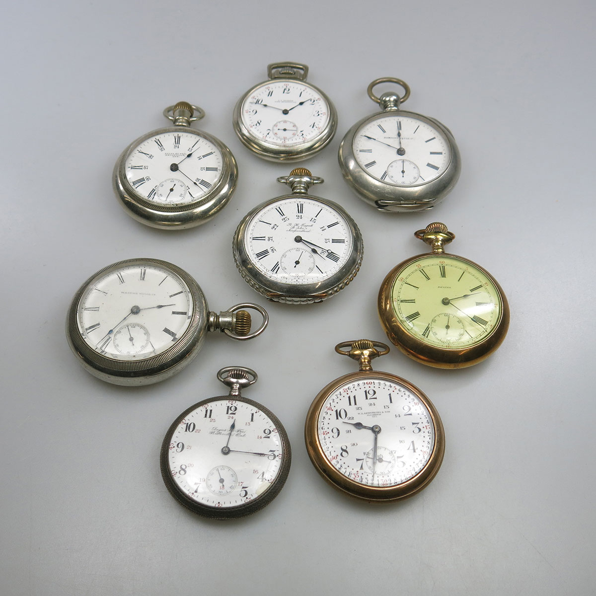 8 Various Pocket Watches With Makers Or Retailers From Canada 