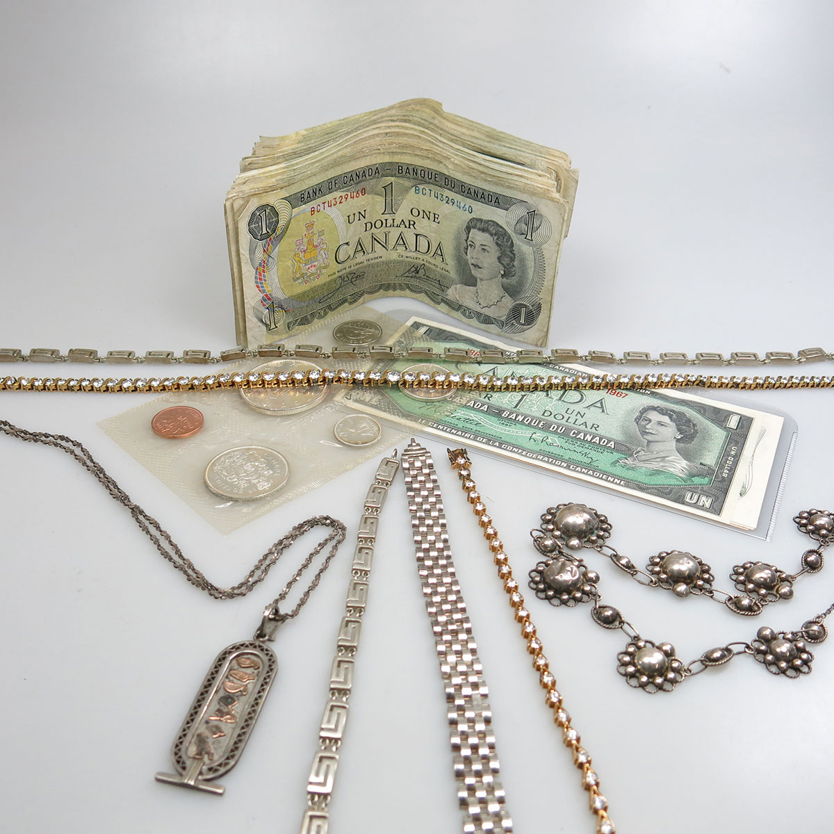 Quantity Of Silver Jewellery, Bank Notes, Etc