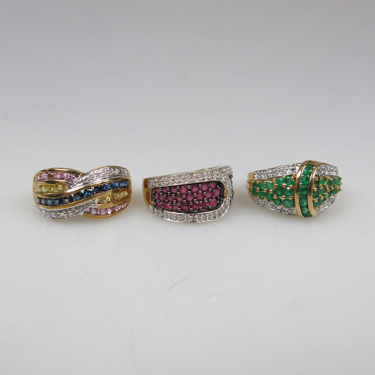 3 x 14k Yellow And White Gold Rings