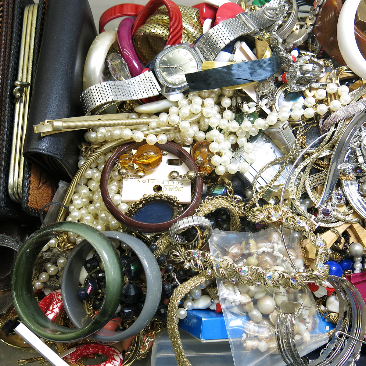 Large Quantity Of Costume Jewellery, Watches, Leather Wallets, Etc