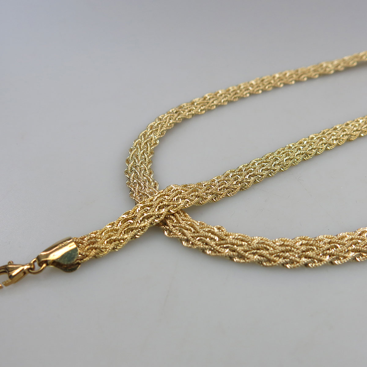 10k Yellow Gold Woven Necklace And Bracelet
