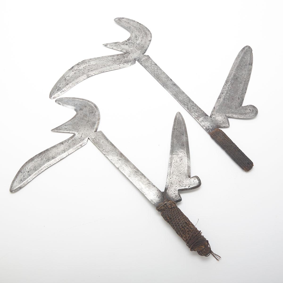 Two African Azande Throwing Knives, Zaire, late 19th/early 20th century