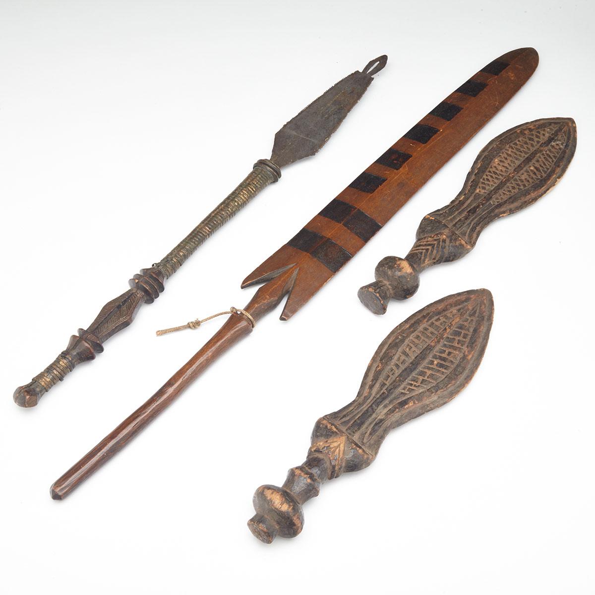 Group of African Wooden Edged Weapons, 19th/20th century
