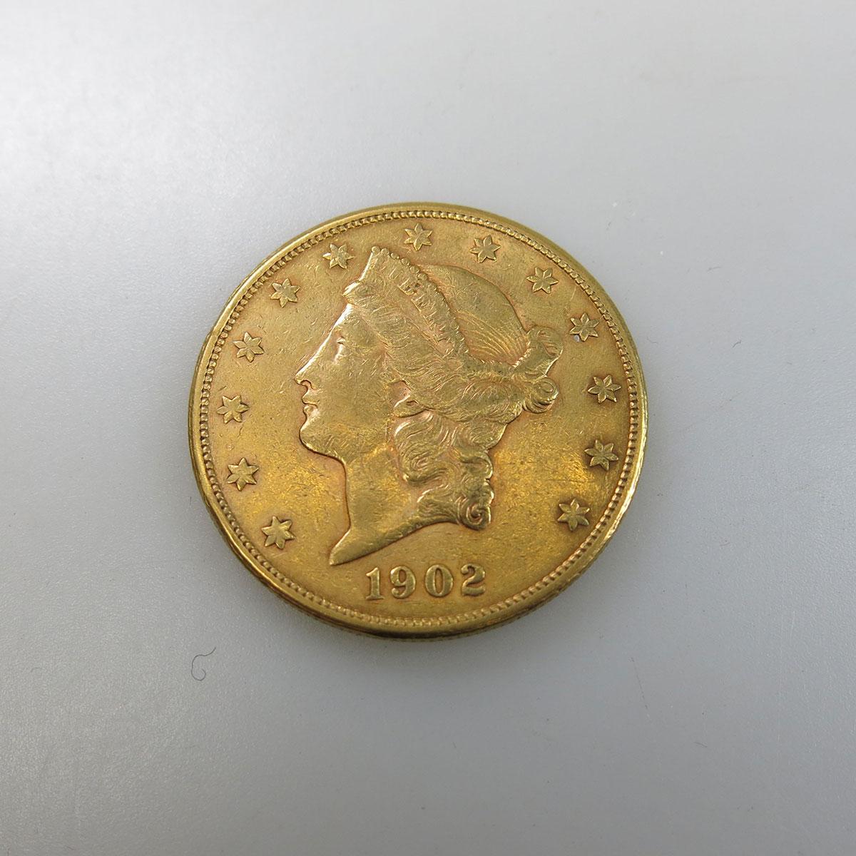 American 1902-S $20 Gold Double Eagle Coin