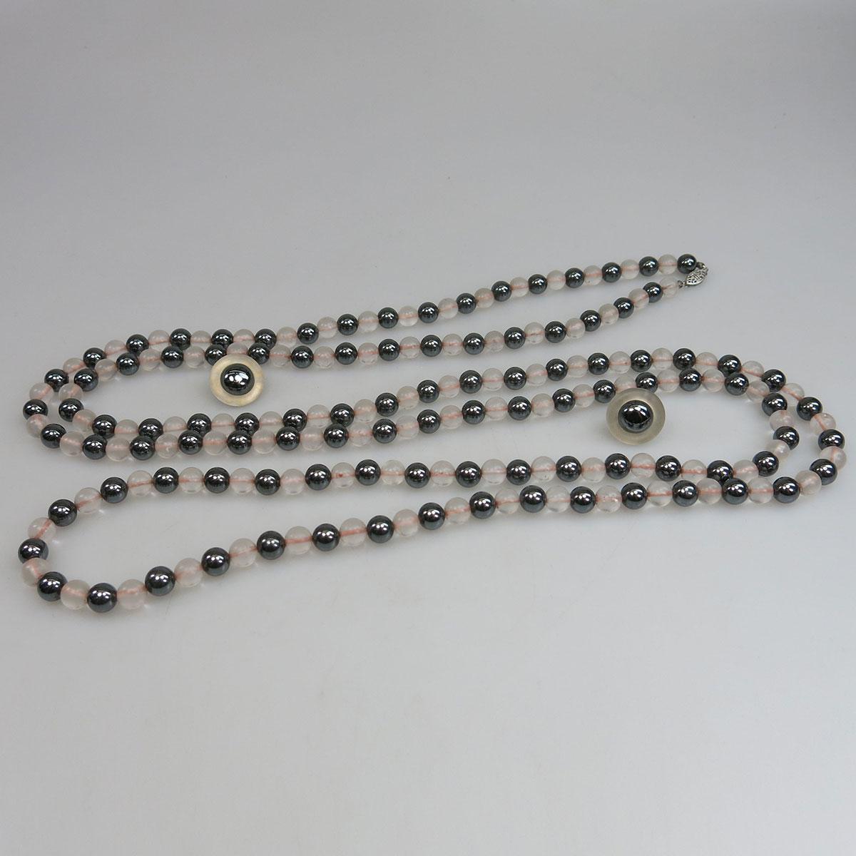 Hematite And Rock Crystal Bead Necklace