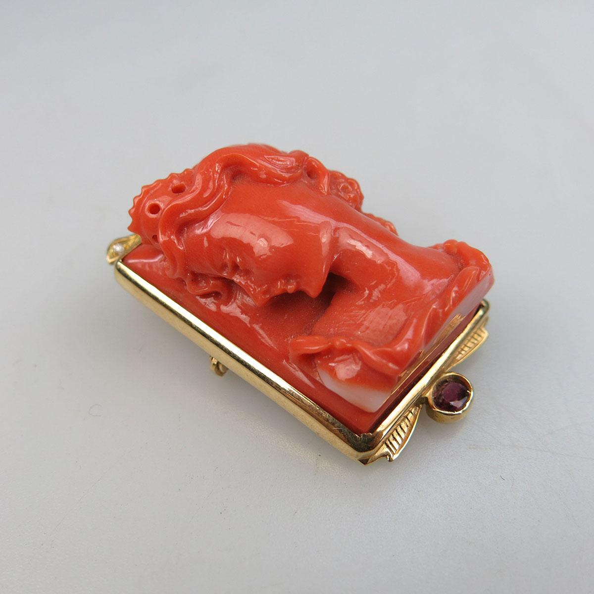 Rectangular Carved Coral Cameo