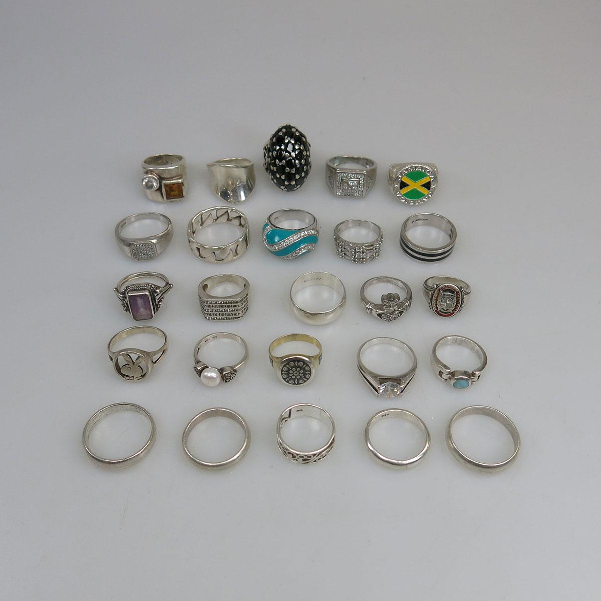 25 Various Silver Rings