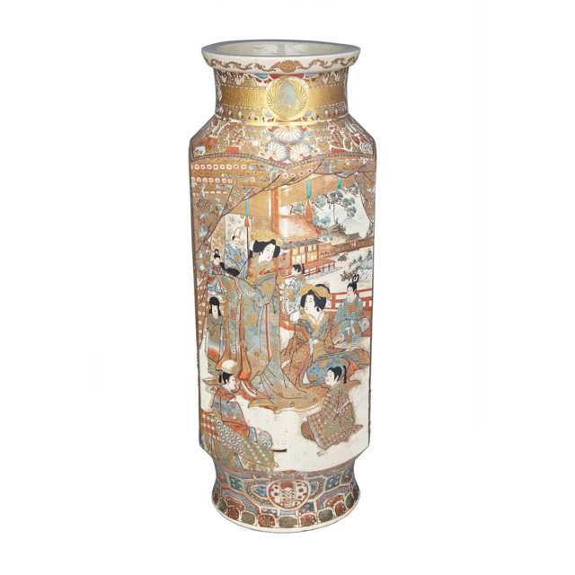 Large Satsuma Hexagonal Vase, Meiji Period, Late 19th Century