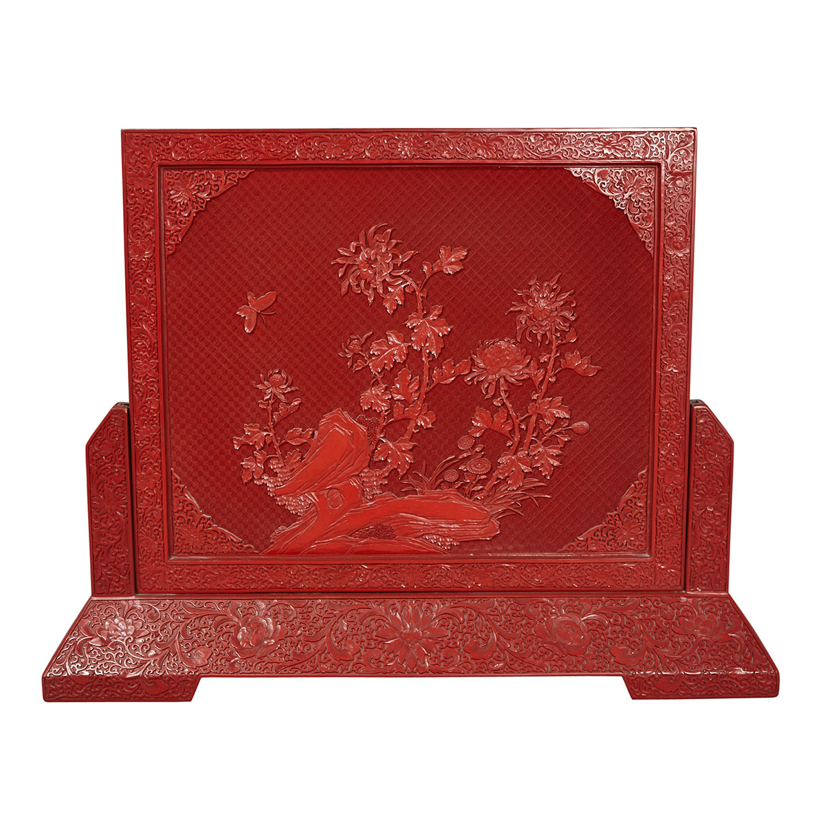 Large Cinnabar Lacquer Table Screen, Qing Dynasty