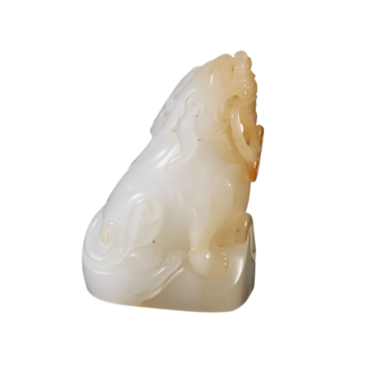 White Jade ‘Mythical Beast’ Seal, 19th Century or Earlier