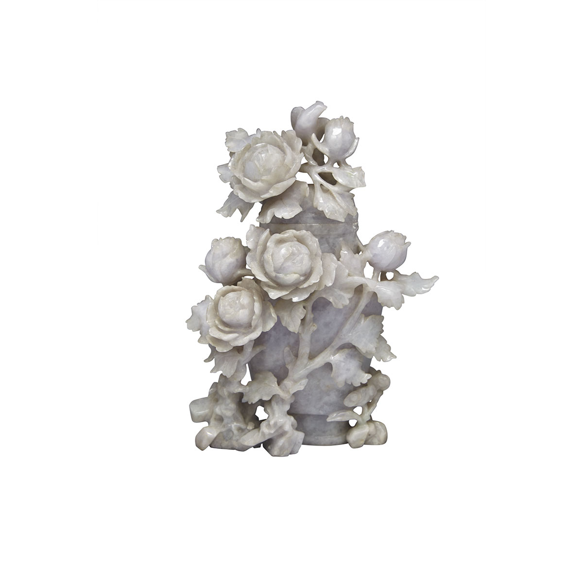 Lavender Jadeite Carved ‘Rose’ Vase