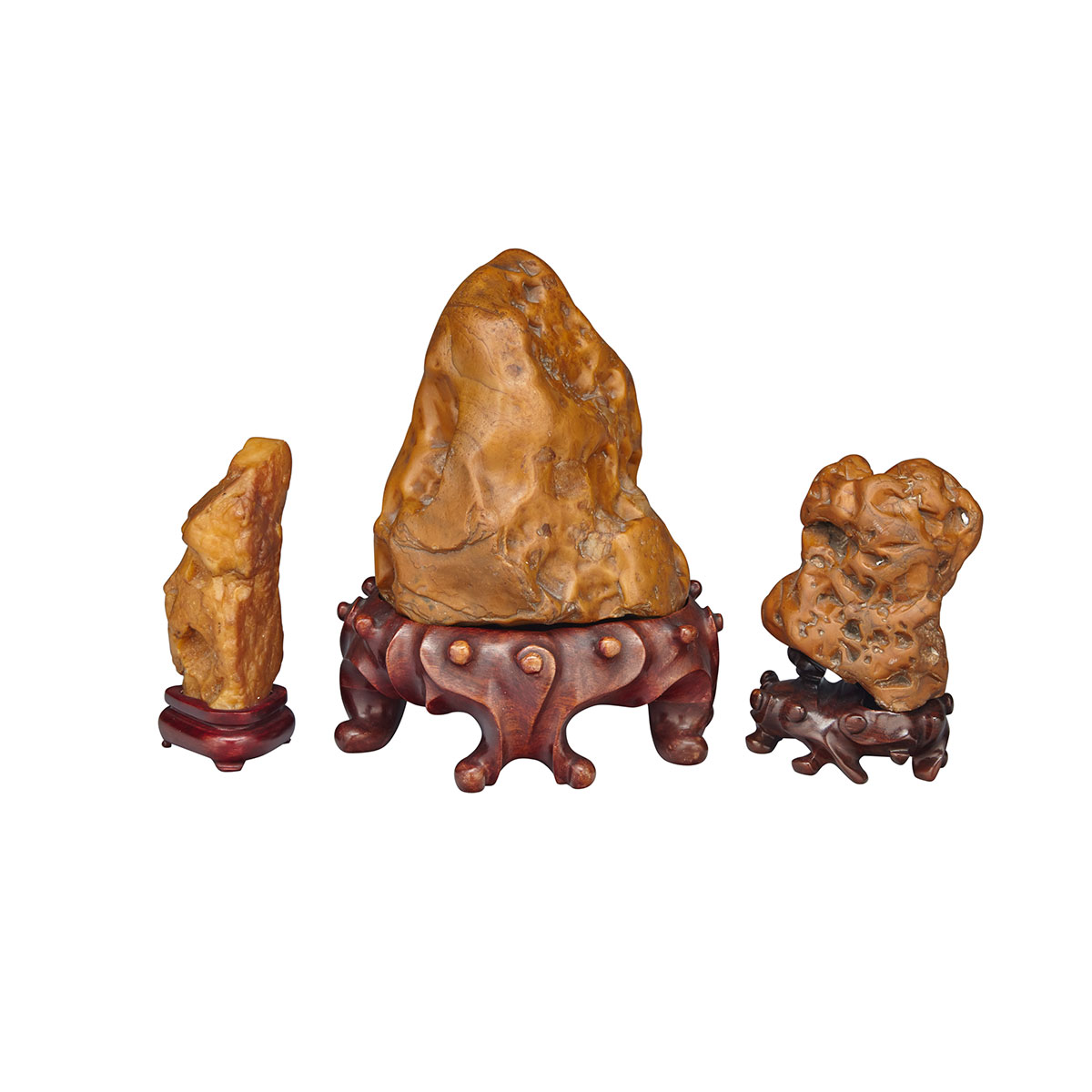 Set of Three Huang La (Yellow Wax Stone) Scholar Rocks