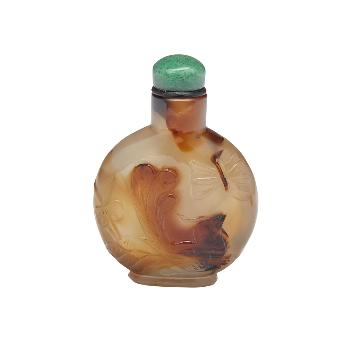 Agate ‘Bird and Cat’ Snuff Bottle, 19th Century