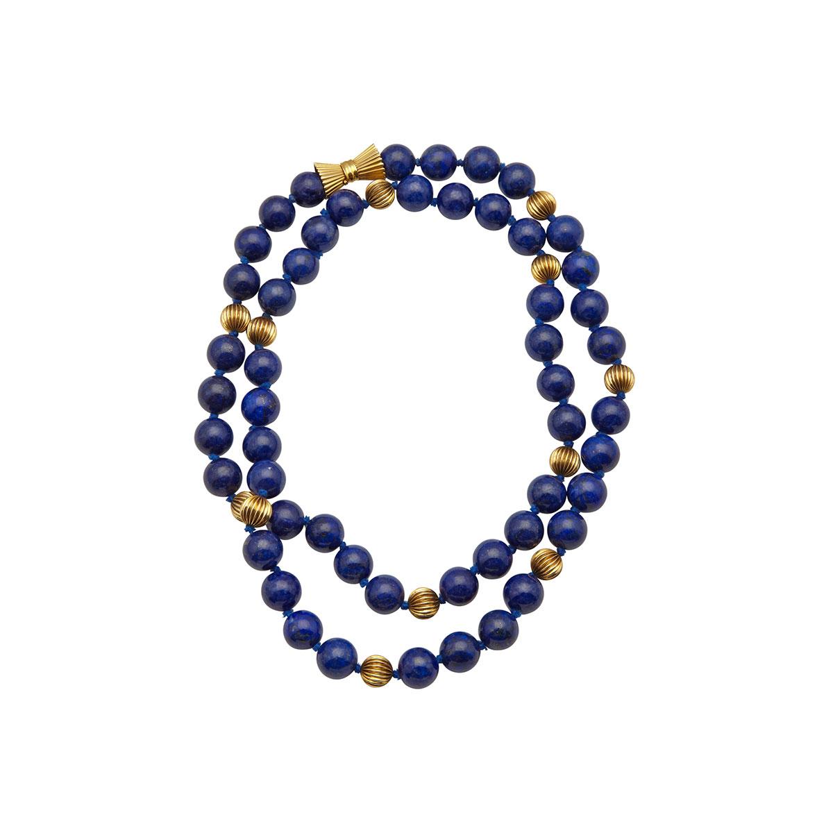 Single Strand Lapis Bead Necklace
