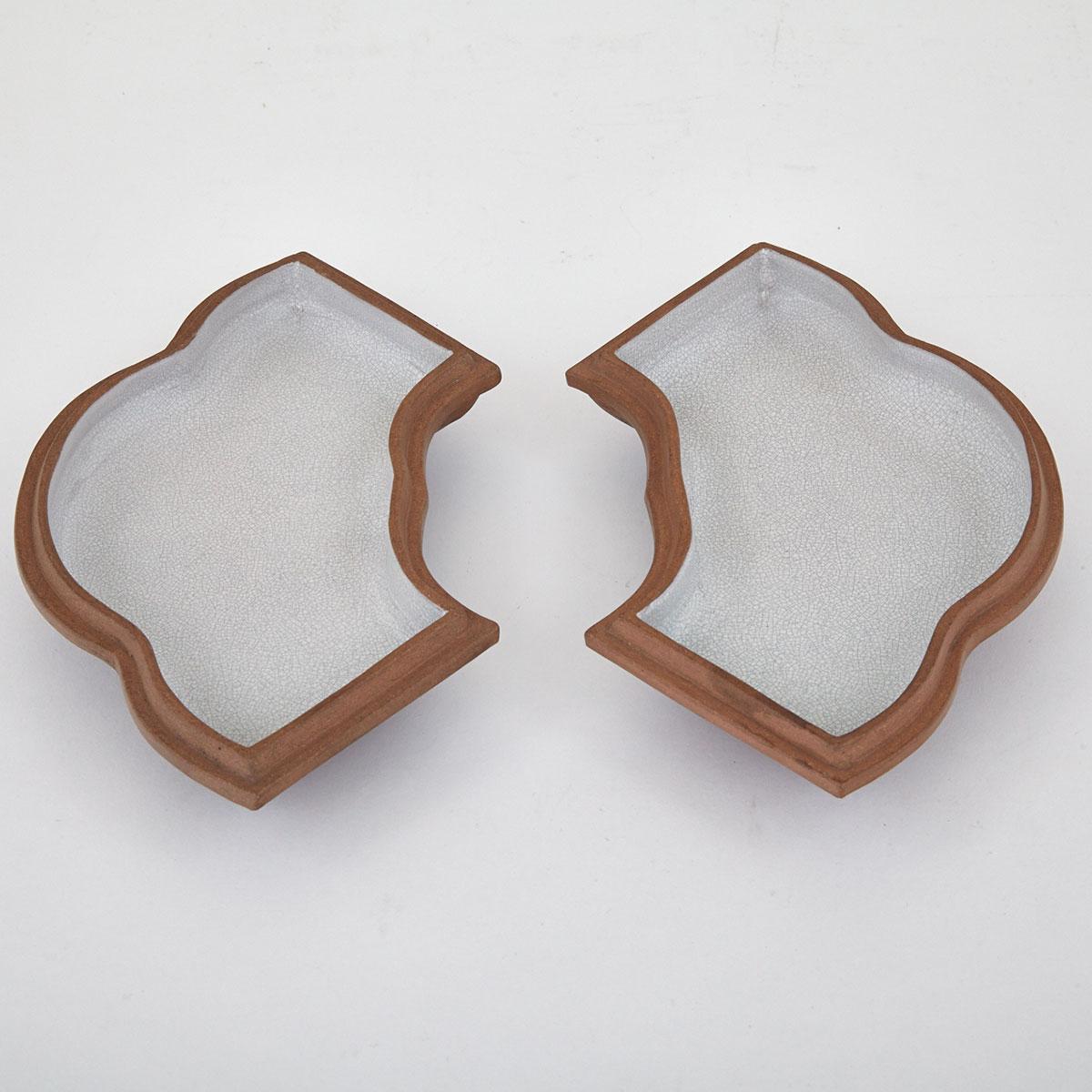 Pair of Yixing and Porcelain Tea Trays