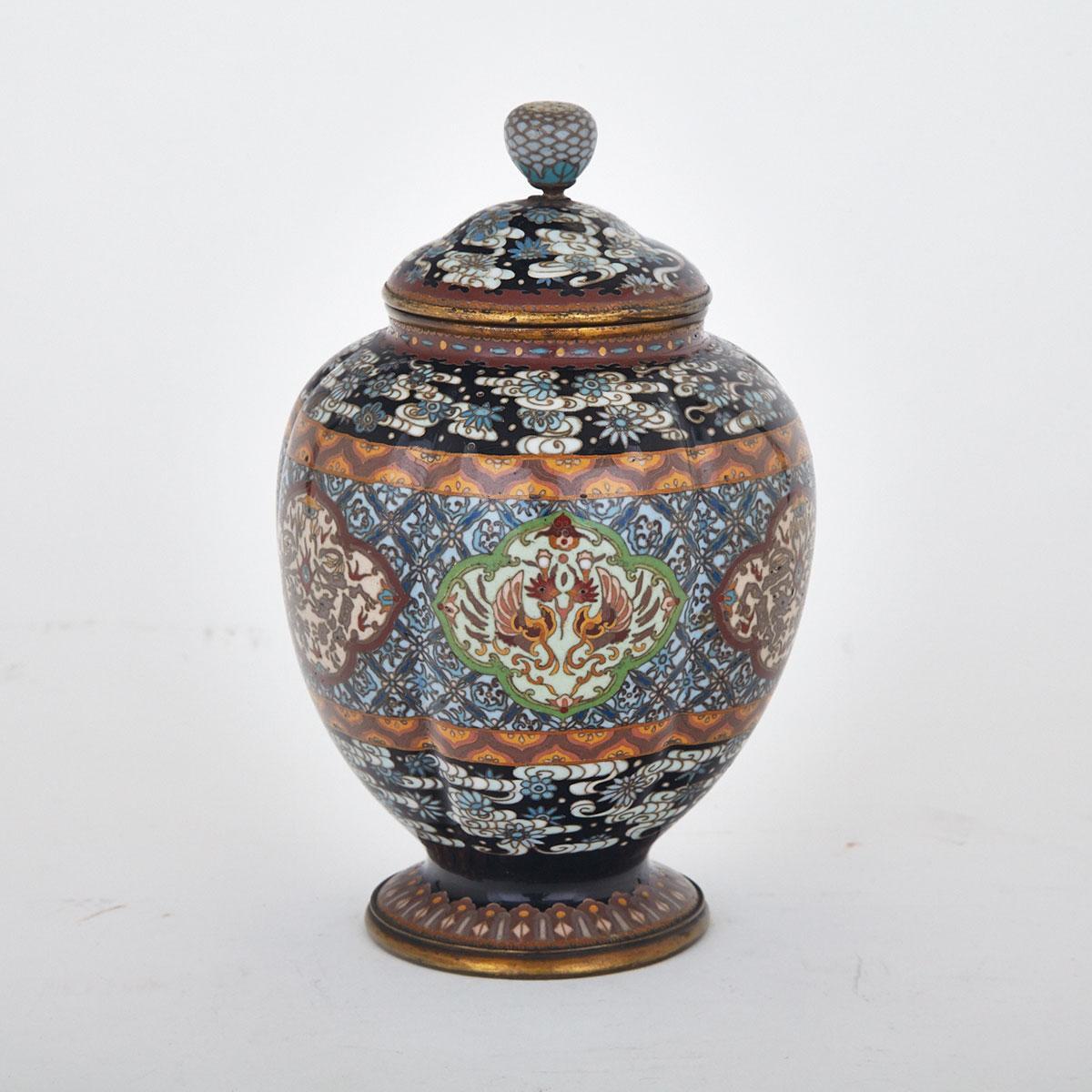 Cloisonné Enamel Lobed Jar and Cover, Japan, Early 20th Century