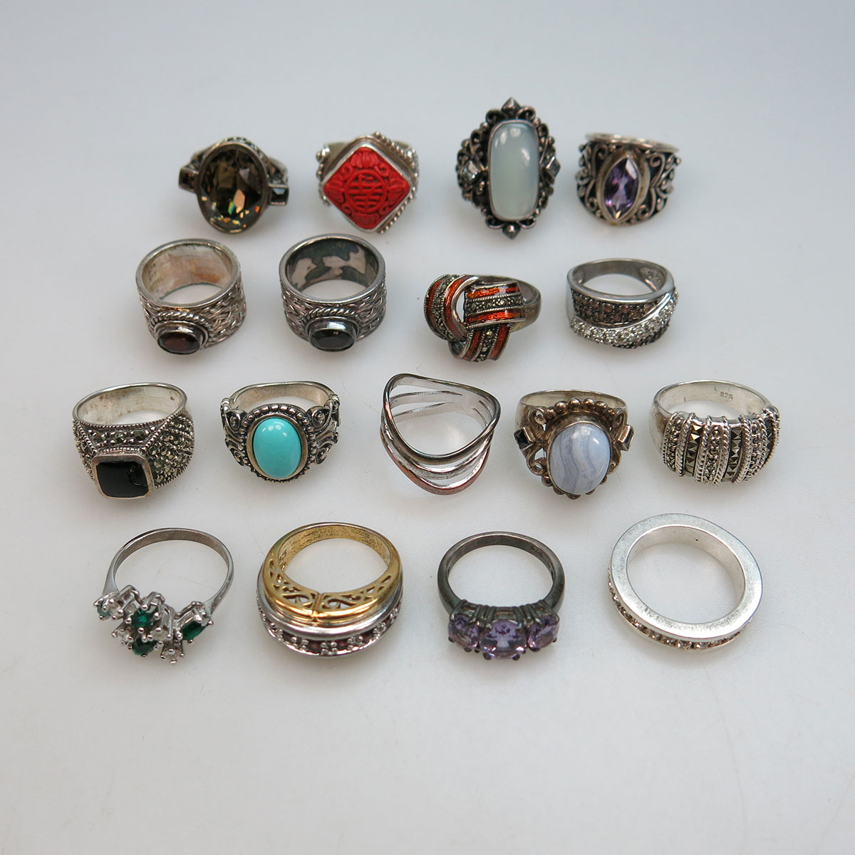 17 Various Silver Rings