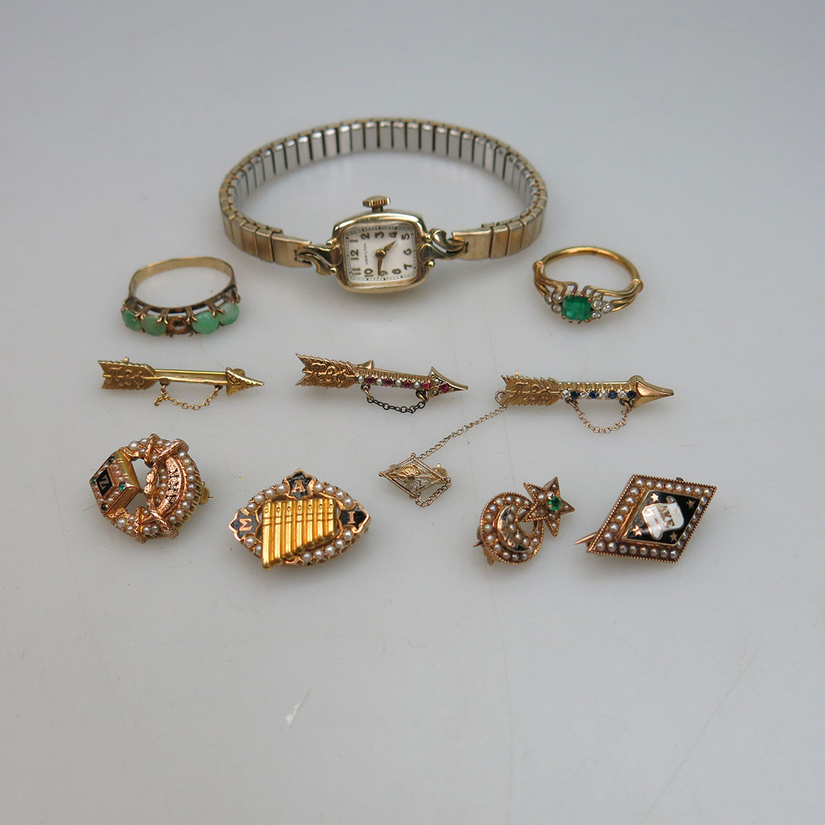 7 Various Gold Fraternity Pins