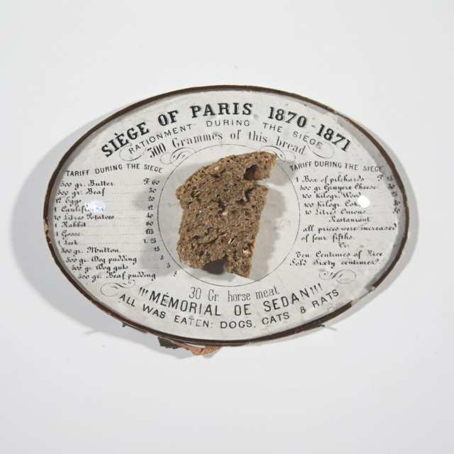 Siège of Paris Commemorative Bread Ration, 19th century