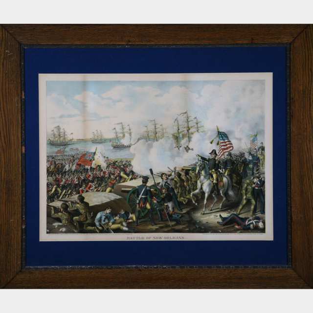 Five Victorian Lithographs of Battle Scenes from the War of 1812, 19th century