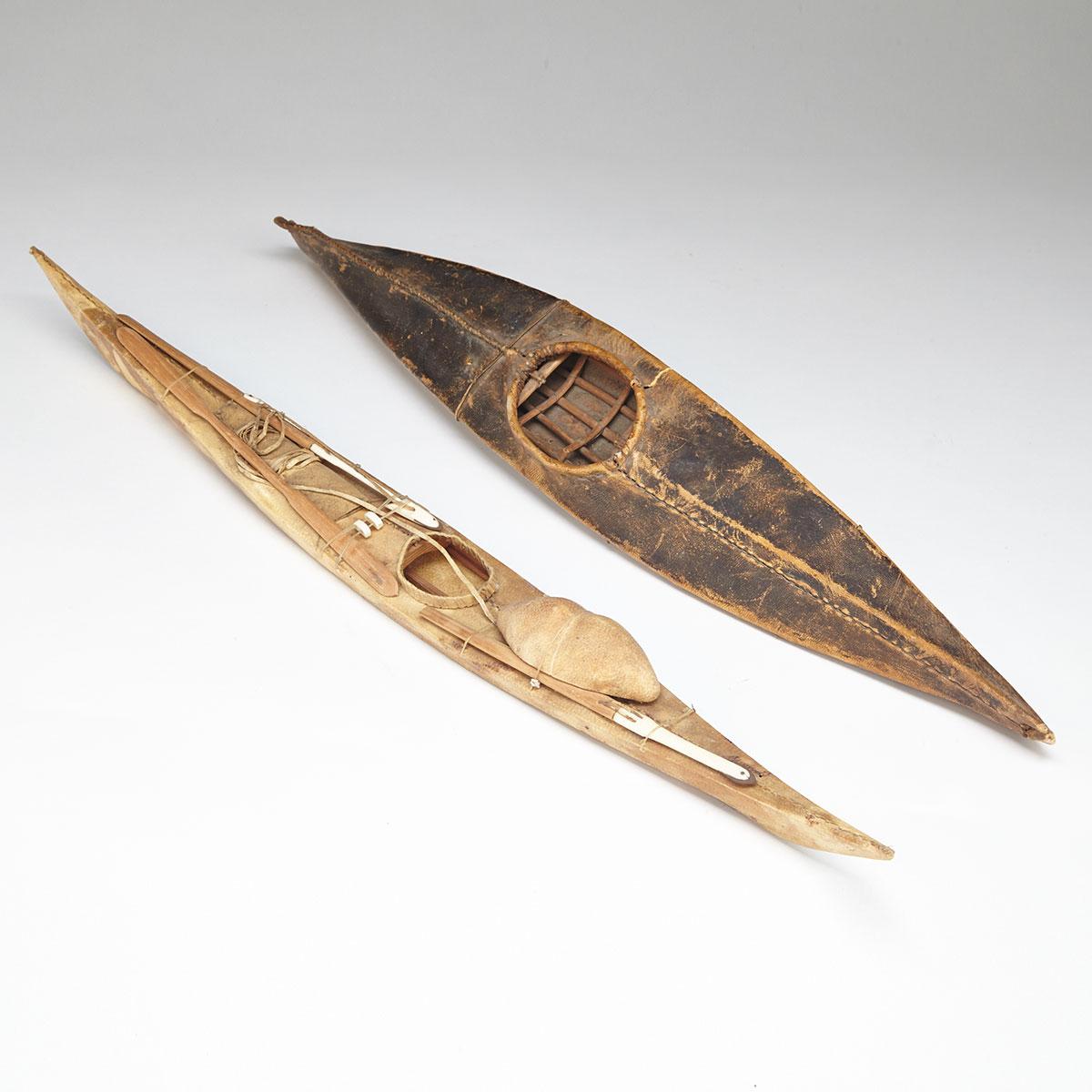 Two Inuit Models of Kayaks, 19th and 20th centuries