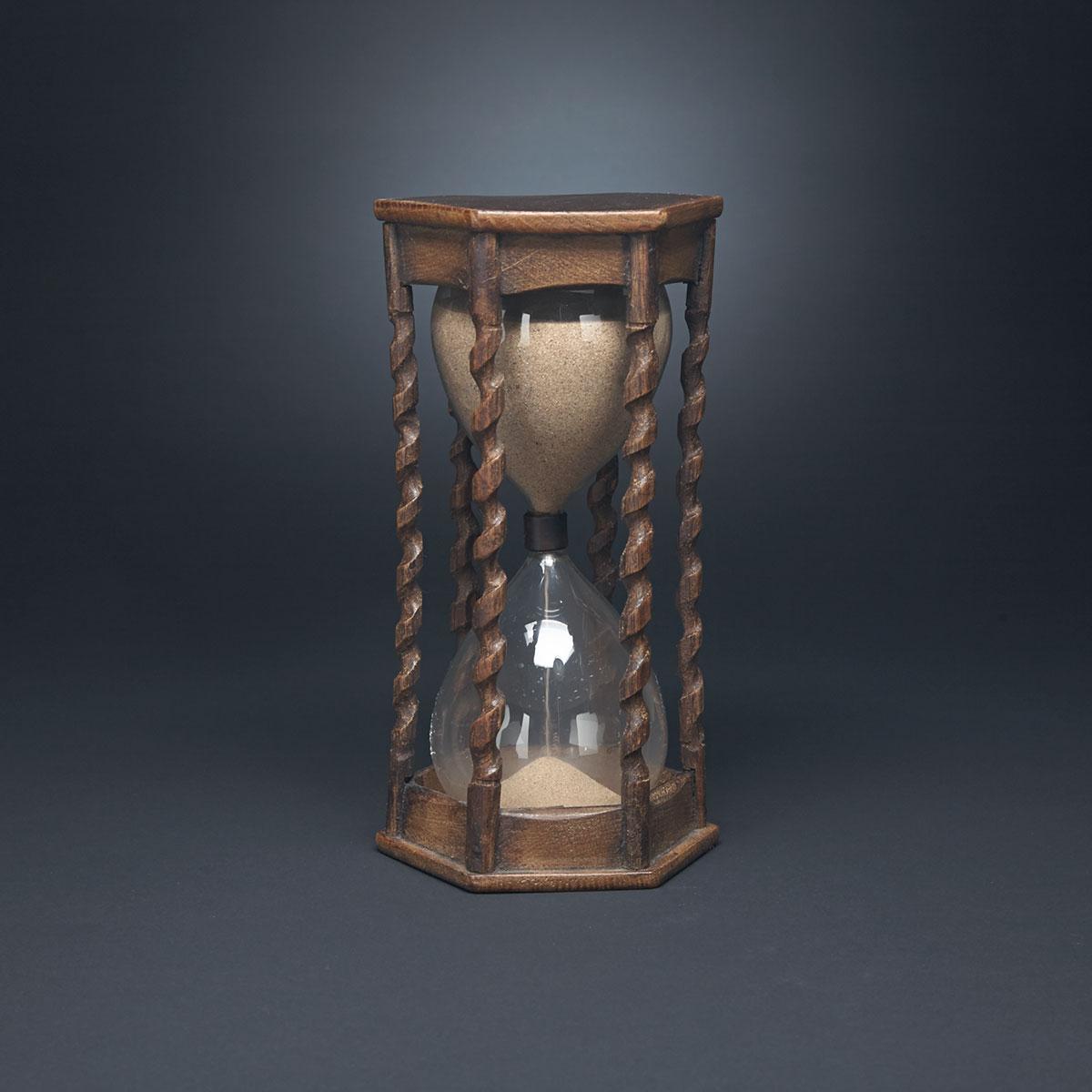 French Carved Oak Hour or Sand Glass, 19th century