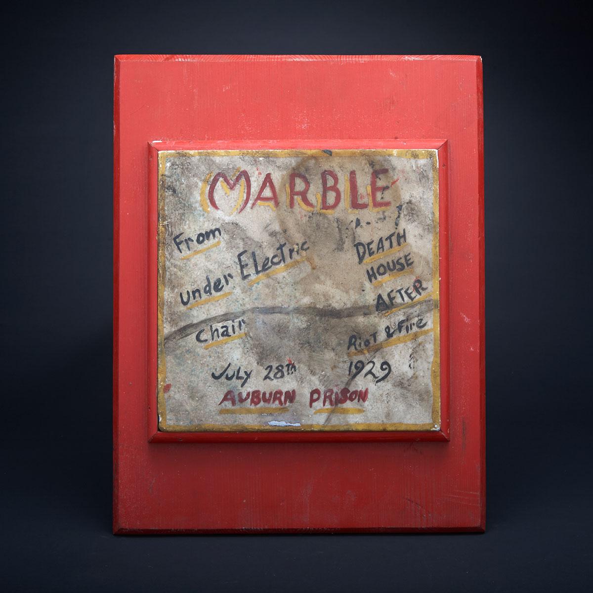 Marble Insulating Tile From Electric Chair at Auburn Prison, early 20th century